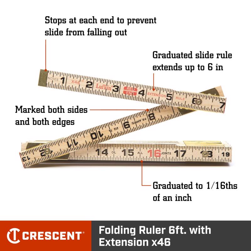 Crescent Lufkin 72 in. L X 5/8 in. W Wood Extension Rule SAE