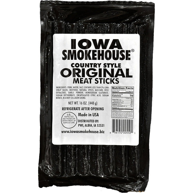 Iowa Smokehouse is-16csn Meat Stick, Original, 16 oz, 10/CS, Pack of 10