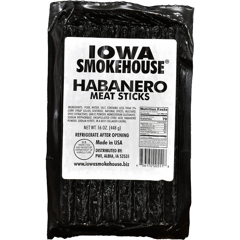 Iowa Smokehouse is-16msh Meat Stick, Habanero, 16 oz, Pack of 10