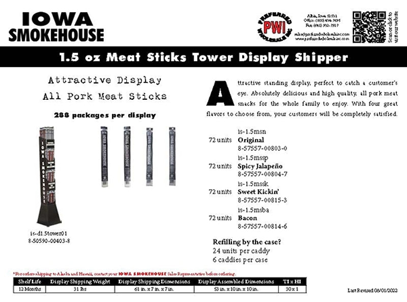 STICK MEAT TOWER SHPR 1.5OZ, Pack of 288