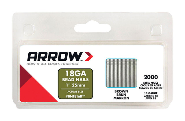 Arrow BN18 18 Ga. X 1 in. L Galvanized Steel Brad Nails 2000 pk 0.95 lb