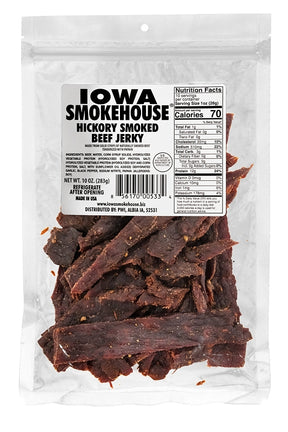 Iowa Smokehouse IS-10JH Smoked Beef Jerky, Hickory, 10 oz Pack