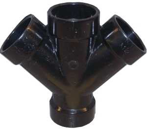 Canplas 102351BC Double Pipe Wye, 1-1/2 in, Hub, ABS, Black