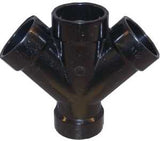 Canplas 102351BC Double Pipe Wye, 1-1/2 in, Hub, ABS, Black