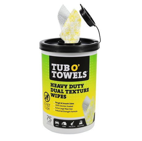 Tub O'Towels TW75-DT Heavy-Duty Dual-Textured Cleaning Wipes, 12 in L, 10 in W