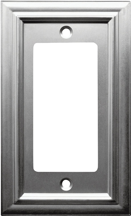Amerelle 94RN Wallplate, Rectangular, 4-15/16 in L, 2-15/16 in W, 1-Gang, Cast Metal, Satin Nickel