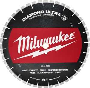 Milwaukee 49-93-7535 Saw Blade, 12 in Dia, 1 in Arbor, Diamond Cutting Edge, Segmented Rim