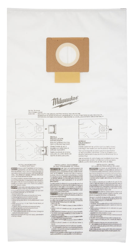 Milwaukee 49-90-1989 Fleece Dust Bag, 9 gal, 13-3/4 in L, 1/8 in W