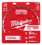 Milwaukee DIAMOND MAX 49-93-9014 Turbo General-Purpose Saw Blade, 14 in Dia, 1 in-20 mm Arbor, Segmented Rim