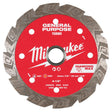 Milwaukee DIAMOND MAX 49-93-9104 Turbo General-Purpose Saw Blade, 4-1/2 in Dia, 7/8 in-20 mm-5/8 in Arbor, Turbo Rim