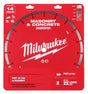 Milwaukee 49-93-9314 Saw Blade, 14 in Dia, 1 in, 20 mm Arbor, Diamond Cutting Edge, Segmented Rim