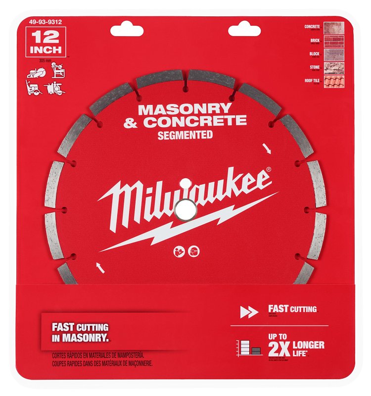 Milwaukee 49-93-9312 Saw Blade, 12 in Dia, 1 in-20 mm Arbor, Segmented Rim