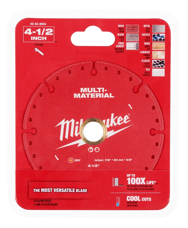 Milwaukee 49-93-9604 Saw Blade, 4-1/2 in Dia, 7/8 in-20 mm-5/8 in Arbor, Diamond Cutting Edge, Segmented Rim