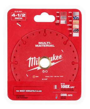 Milwaukee 49-93-9604 Saw Blade, 4-1/2 in Dia, 7/8 in-20 mm-5/8 in Arbor, Diamond Cutting Edge, Segmented Rim