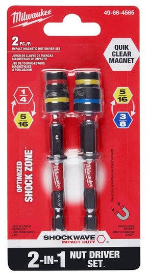 Milwaukee SHOCKWAVE Impact Duty 49-66-4565 2-in-1 Magnetic Nut Driver Set, Hex Drive, 2.513 in L