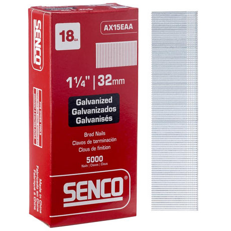 Senco 1-1/4 in. L X 18 Ga. Straight Strip Galvanized Brad Nails 5000 pk
