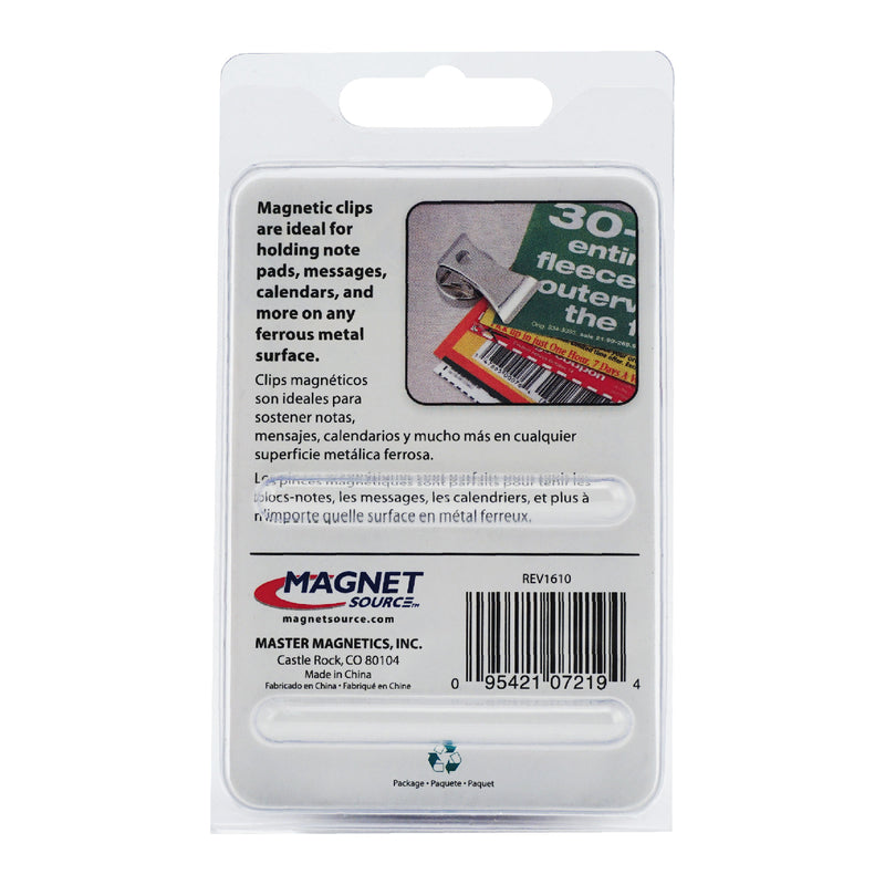 Silver Clips Magnets Magnet Source 1.8 in. L X 1 in. W Silver Clip Magnetic Clips 3 lb. pul ...