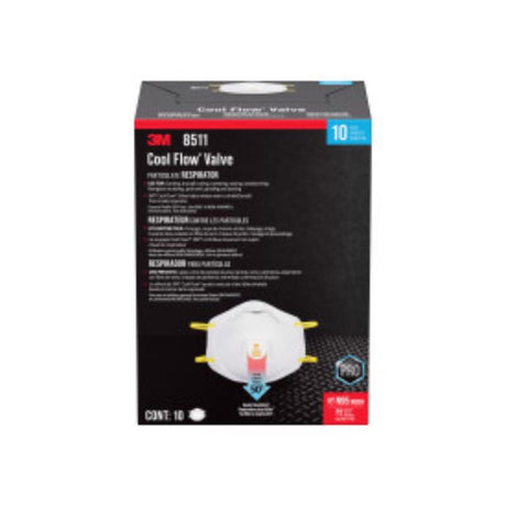 3M N95 Paint Sanding Cup Disposable Respirator Pro-Series Valved White 10 pc
