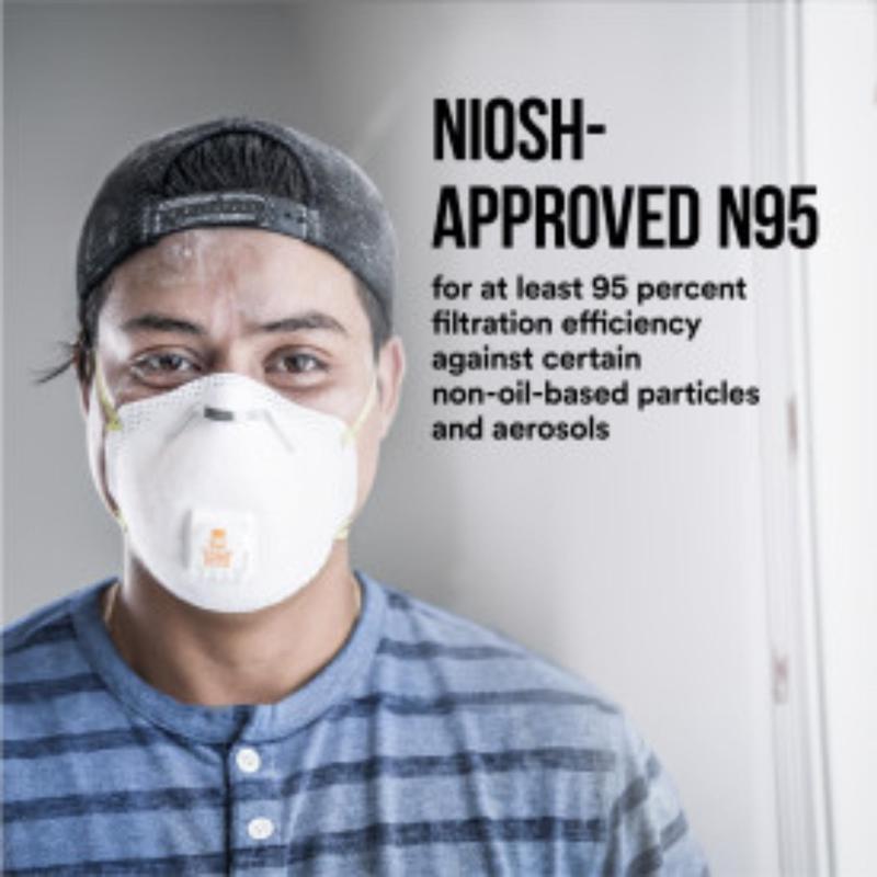3M N95 Paint Sanding Cup Disposable Respirator Pro-Series Valved White 10 pc