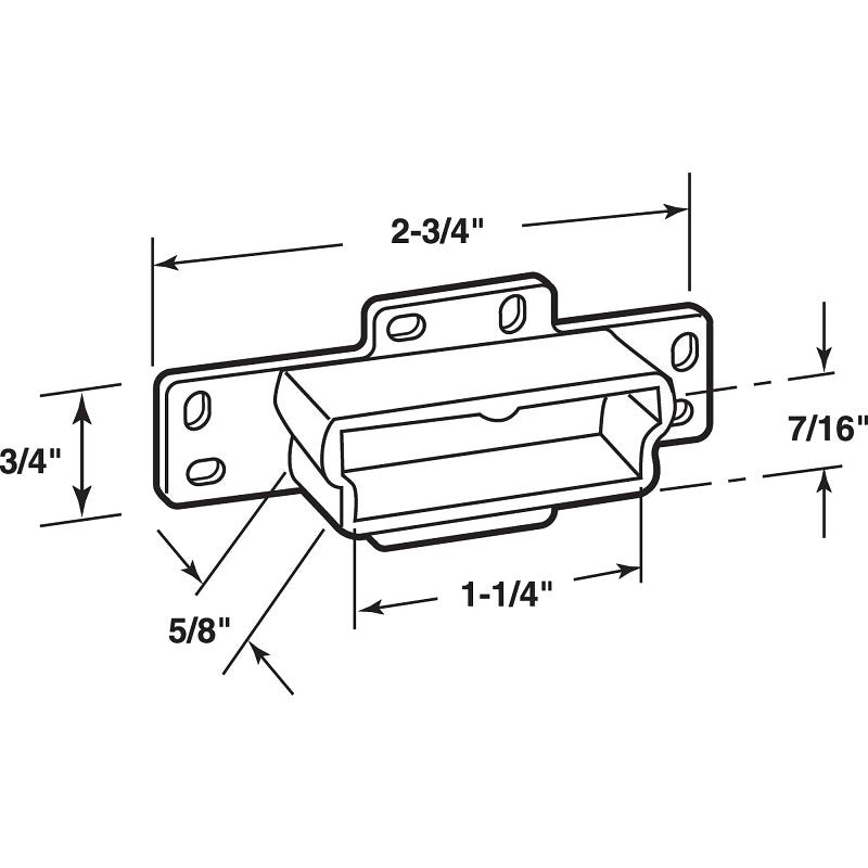 Prime-Line R 7133 Drawer Track Backplate, 3/4 in L, 2-3/4 in W, Nylon/Steel