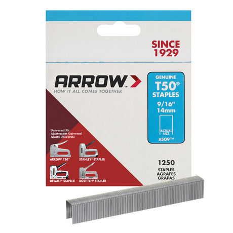 Arrow T50 3/8 in. W X 9/16 in. L 18 Ga. Flat Crown Heavy Duty Staples 1250 pk, Pack of 4