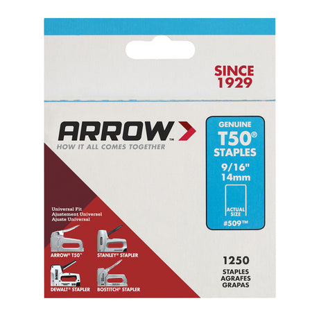 Arrow T50 3/8 in. W X 9/16 in. L 18 Ga. Flat Crown Heavy Duty Staples 1250 pk, Pack of 4