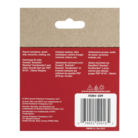 Arrow T50 3/8 in. W X 9/16 in. L 18 Ga. Flat Crown Heavy Duty Staples 1250 pk, Pack of 4