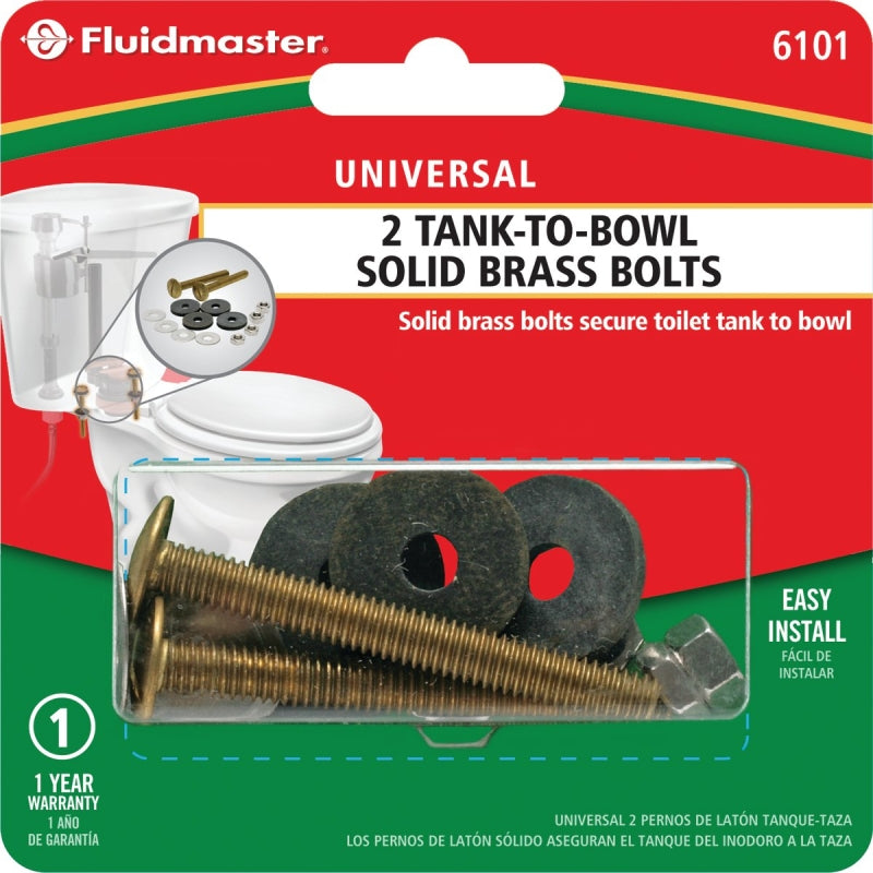 Fluidmaster 6101 Tank-To-Bowl Bolt, Brass, For: Rocking Toilets