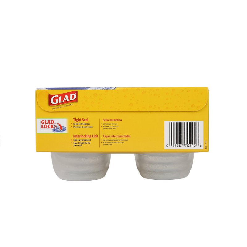 Glad BBG11038 Container, 4 oz, Plastic, Clear, 3.4 in Dia, 3 in H, Pack of 12