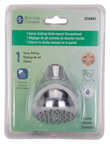 Boston Harbor B11041CP Showerhead, 1.75 gpm, 1/2 in Connection, Threaded, 1-Spray Function, Plastic, Chrome
