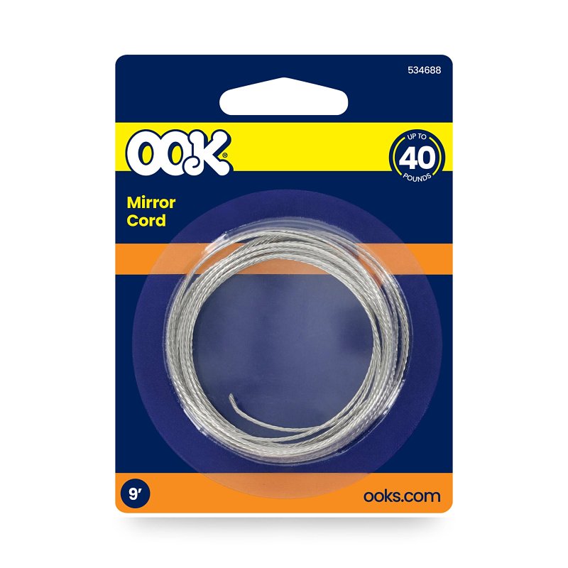 OOK 50165 Mirror Hanging Cord, 20 lb, Stainless Steel