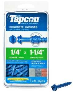 Tapcon 24215 Concrete Screw Anchor, 1/4 in Dia, 1-1/4 in L, Steel, Climaseal, 25/PK
