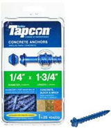Tapcon 24220 Concrete Screw Anchor, 1/4 in Dia, 1-3/4 in L, Hex Head, Steel, Climaseal, 25/PK