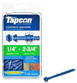 Tapcon 24230 Concrete Screw Anchor, 1/4 in Dia, 2-3/4 in L, Hex Head, Steel, Climaseal, 25/PK