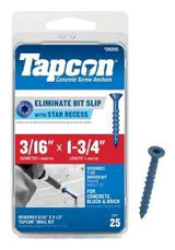 Tapcon 24255 Concrete Screw Anchor, 3/16 in Dia, 1-3/4 in L, Steel, 25/PK