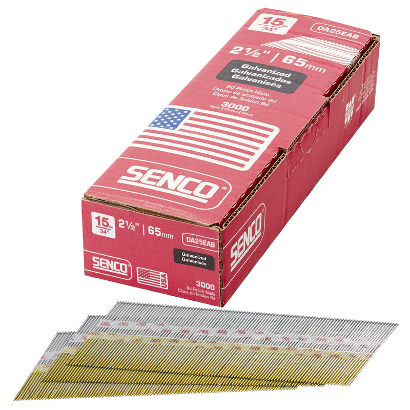 Senco 2-1/2 in. L X 15 Ga. Angled Strip Bright Finish Nails 34 deg 3000 pk, Pack of 3