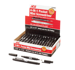 Ace Phillips/Slotted 4-in-1 Pocket Screwdriver 6 in., Pack of 36
