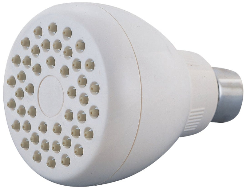 Boston Harbor B11041WH Showerhead, 1.75 gpm, 1/2 in Connection, Threaded, 1-Spray Function, Plastic, White