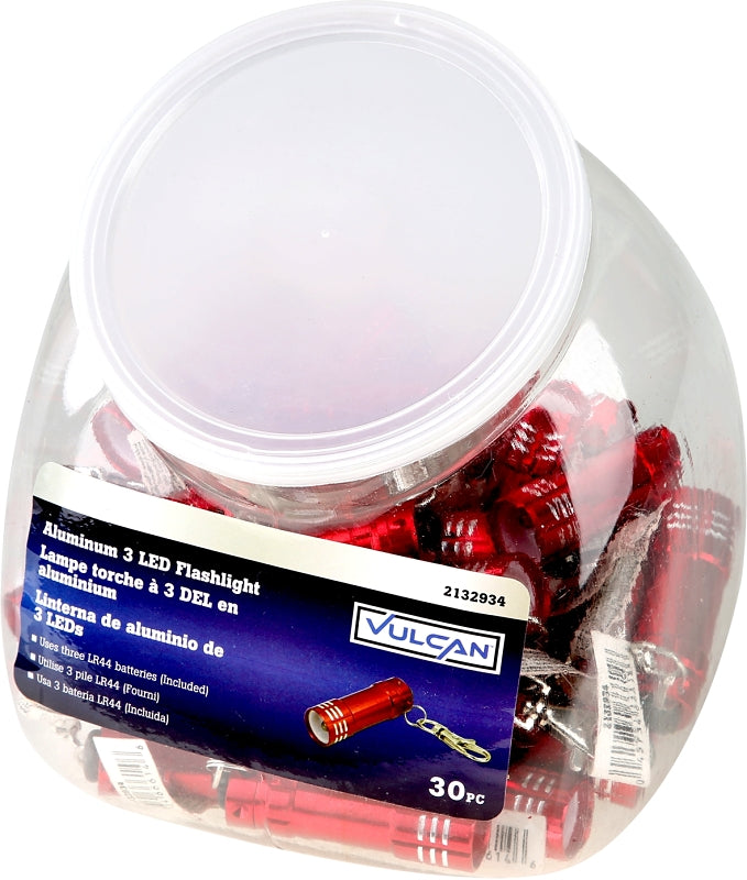 Vulcan 81-863 Key Chain, Snap Key Ring Ring, 1-3/4 in L Ring, Aluminum Case, Red, Pack of 30