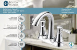 Boston Harbor F51B0035CP Lavatory Faucet, 1.2 gpm, 2-Handle, 3-Faucet Hole, Metal/Plastic, Chrome, 4 in Faucet Centers
