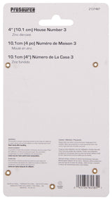 ProSource N-Z043PB3L-PS House Number, Character: 3, 4 in H Character, 2.36 in W Character