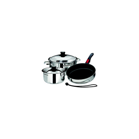 Magma A10-363-2-IND Stainless Steel Induction Compatible Non-Stick 7 Piece ″Nesting″ Cookware Set