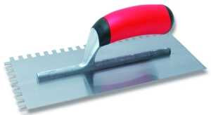 QLT 15672 Trowel, 1/4 in W x 3/8 in D Notch, 11 in L, 4-1/2 in W, Square Notch, Soft Grip Handle