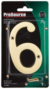 ProSource N-Z046PB3L-PS House Number, Character: 6, 4 in H Character, 2.28 in W Character