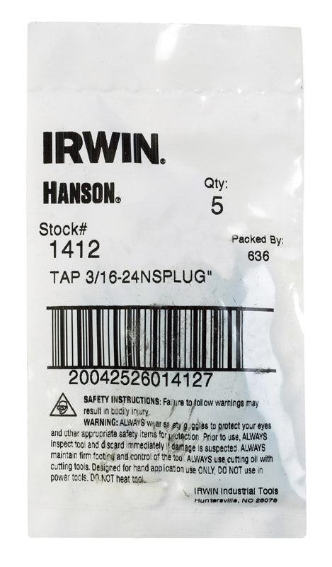 Irwin Hanson High Carbon Steel SAE Fraction Tap 3/16 in. 1 pc, Pack of 5