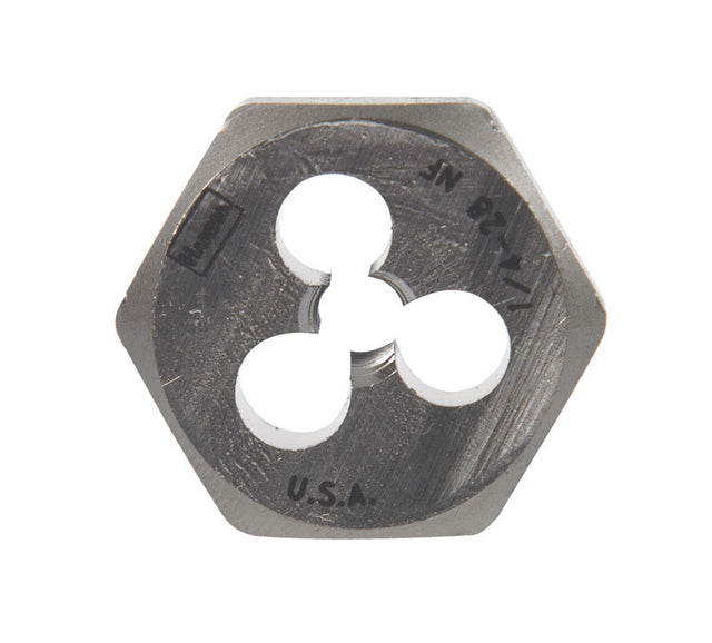 Irwin Hanson High Carbon Steel SAE Hexagon Die 1/4-28 in. 1 pc, Pack of 5