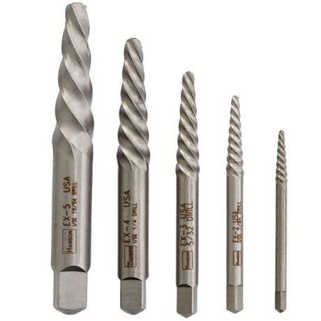Irwin Hanson 19/64 in. Carbon Steel Spiral Screw Extractor Set 7 in. 5 pc