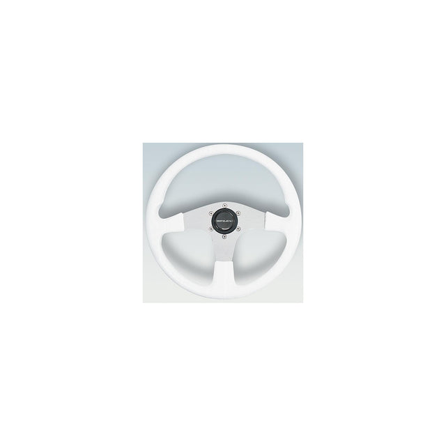 Uflex Corse Steering Wheel, White PVC Grip w/Silver Spokes
