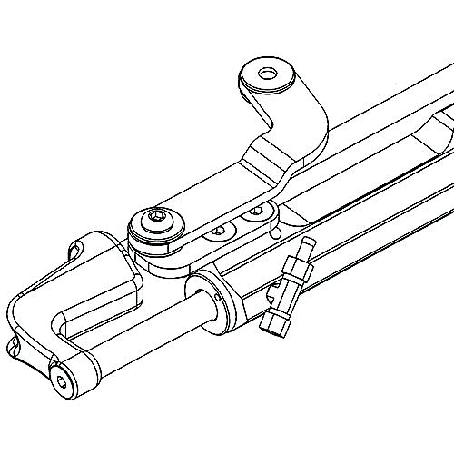 Uflex UC128TS2 Protech Front Mount Hydraulic Steering Cylinder, Port w/Offset Curved Arm