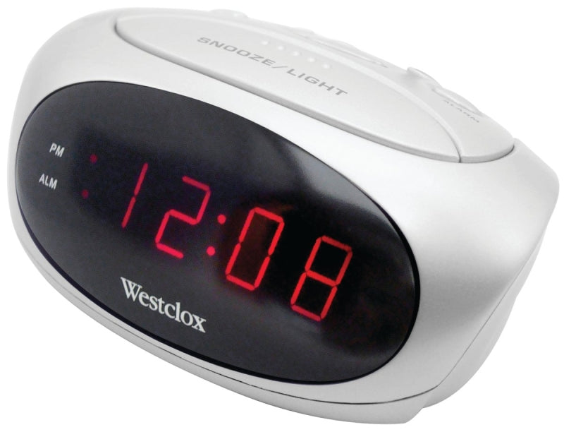 Westclox 70044B Alarm Clock, AAA Battery, LED Display, White Case